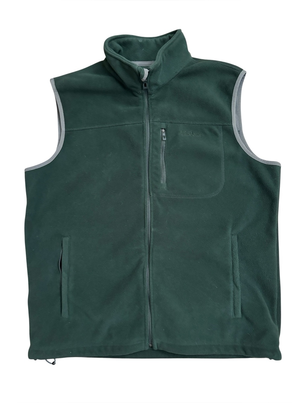 L L Bean Shadow Green Sweater Fleece Polartec Windbloc Full Zip Vest Size M
